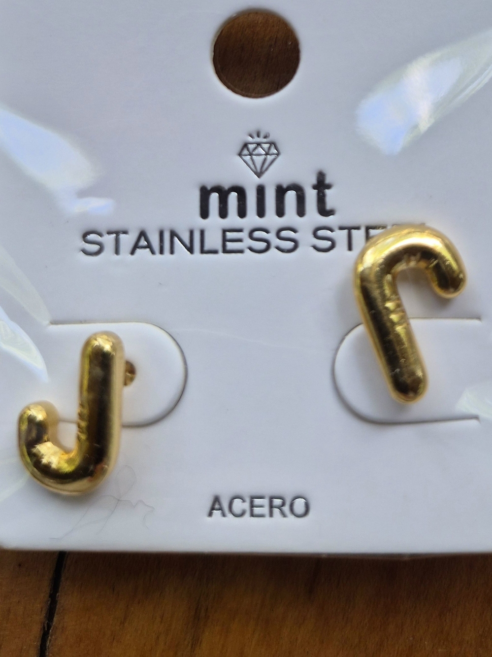 Mint Gold Stainless Steel J-Shaped Earrings